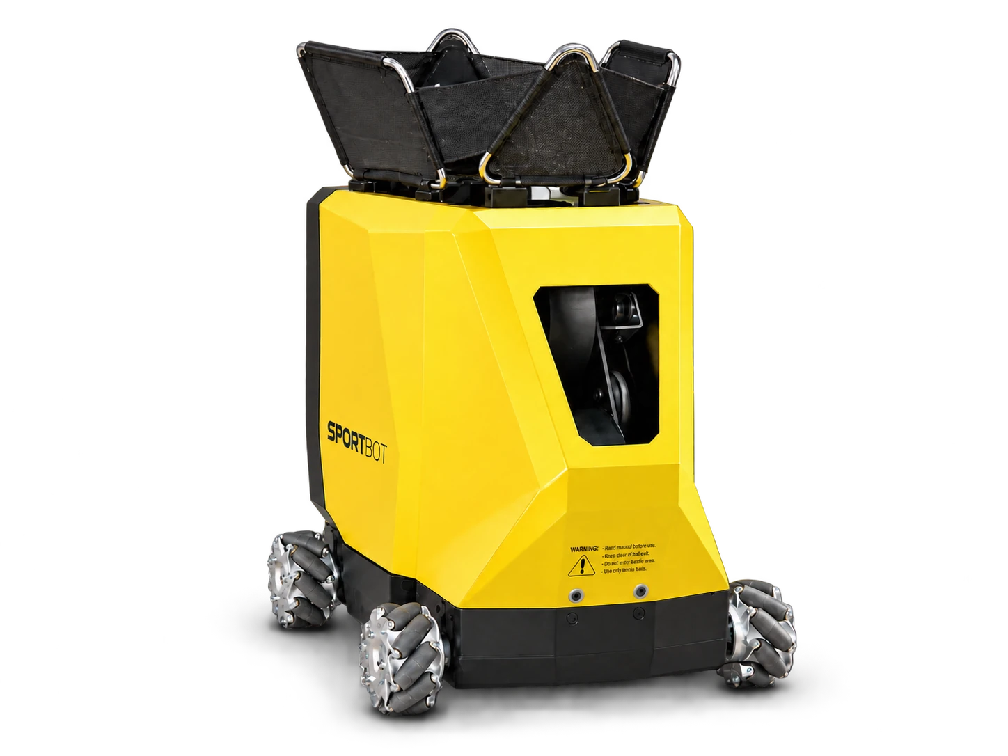 Sportbot tennis ball machine, front view