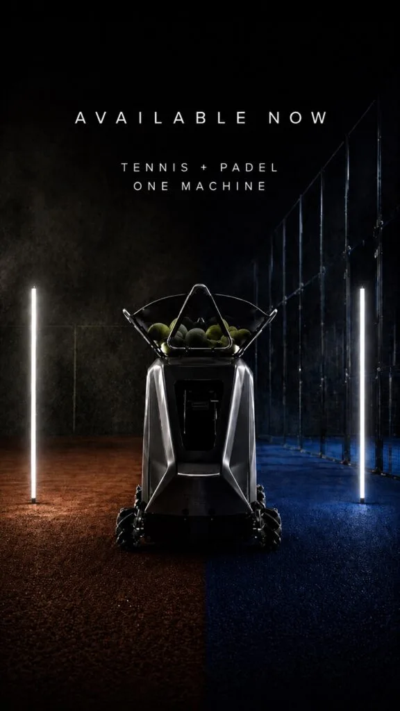 Sportbot tennis and padel one machine announcement creative