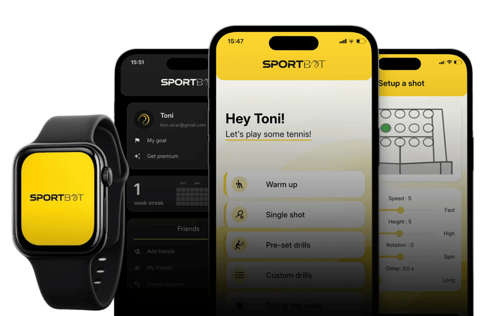 Sportbot app on iPhone and Apple Watch