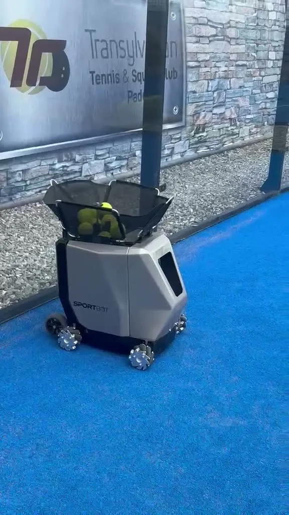 Sportbot on the blue padel court at Transylvanian Tennis Squash and Padel Club