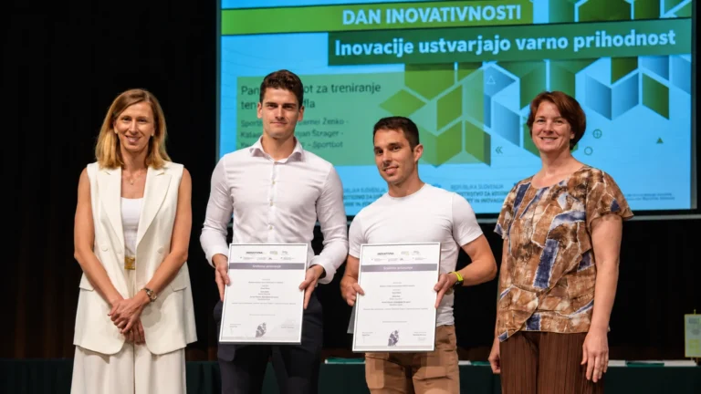 Sportbot team receiving recognition at Inovacije Zasavja 2026